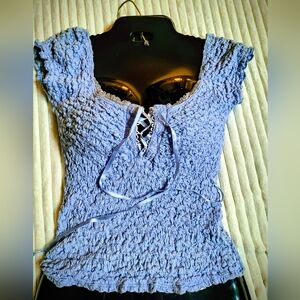 Rampage Cothing Women's Periwinkle Lace-Up Top M